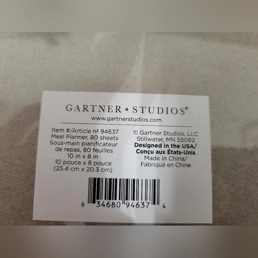NWT Gartner Studios Desktop Meal Planning/ Grocery Shopping List